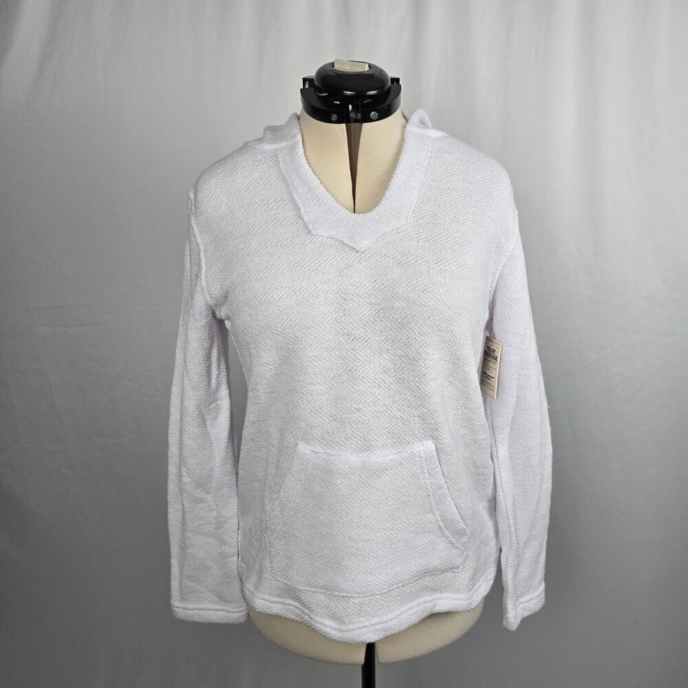 Trade Heritage Hooded Sweatshirt Women's M White Pullover Long Sleeve V-Neck NWT